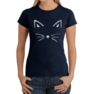 Womens LA Pop Art Whiskers Word Art Short Sleeve Tee