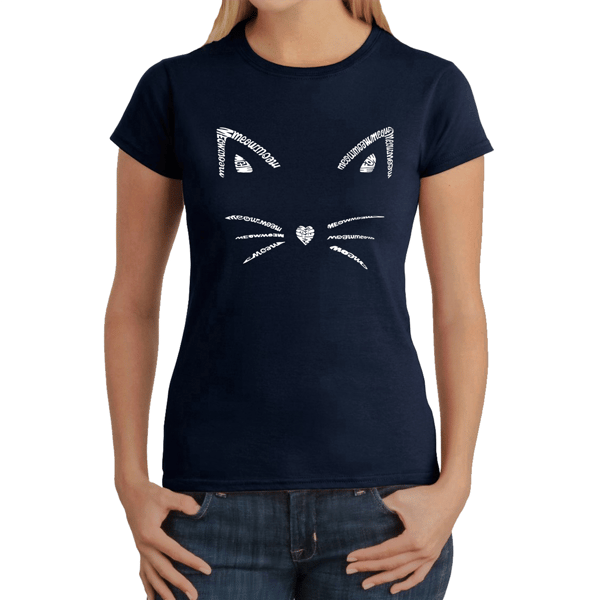 Womens LA Pop Art Whiskers Word Art Short Sleeve Tee