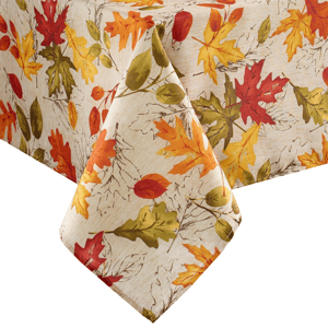 Threadmade Autumn Leaves Fall-Printed Tablecloth