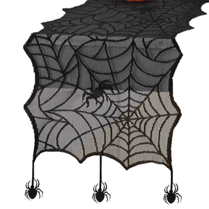 Threadmade Crawling Halloween Spider Lace Table Runner