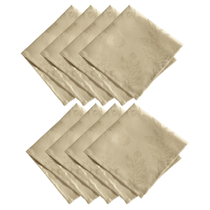 Threadmade Elegant Woven Leaves Jacquard Damask Napkins -Set of 8