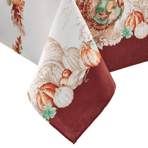 Threadmade Holiday Turkey Double-Bordered Fall Tablecloth
