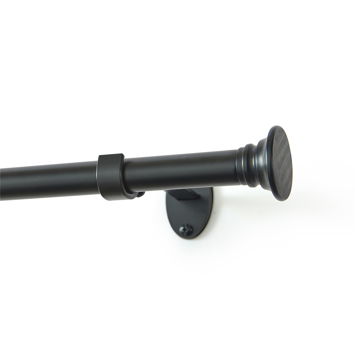 Threadmade Home Shaker 3/4-Inch Adjustable Decorative Single Curtain Rod with Rounded End Cap Finials - Pewter