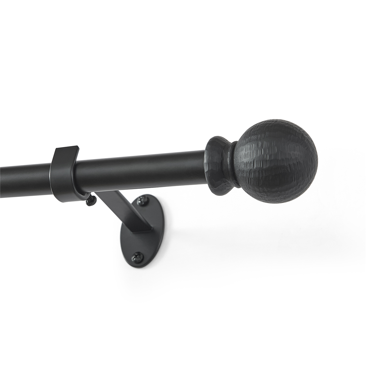 Threadmade Home Farmhouse Ball 3/4-Inch Adjustable Decorative Single Curtain Rod with Globe Ball Finials - Wrought iron