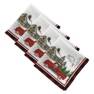 Threadmade Vintage Christmas Tree Farm Holiday Napkins - Set of 4