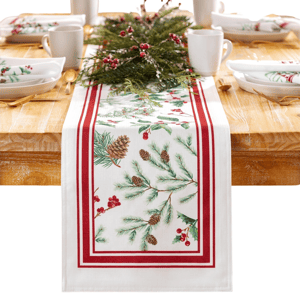 Threadmade Winter Holiday Berry Fabric Table Runner