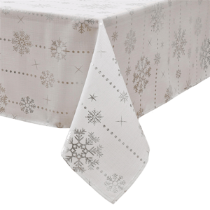 Threadmade Foil Wonderland Snowflake Holiday Fabric Tablecloth