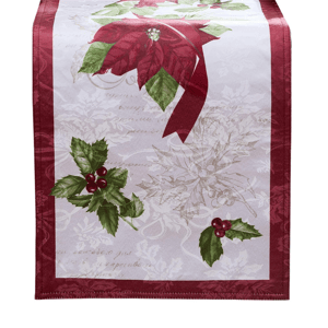Threadmade Clarette Poinsettia Holiday Fabric Table Runner