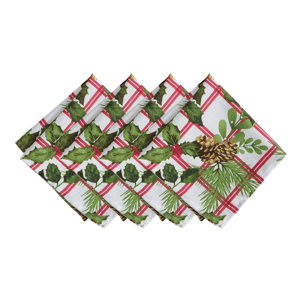 Threadmade Pinecone Plaid Holiday Fabric Napkins - Set of 4