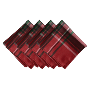 Threadmade Pocono Plaid Holiday Fabric Napkins - Set of 4