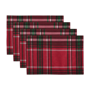 Threadmade Pocono Plaid Holiday Fabric Placemats - Set of 4