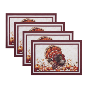 Threadmade Autumn Heritage Turkey Engineered Placemats - Set of 4
