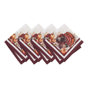 Threadmade Autumn Heritage Turkey Engineered Napkins - Set of 4