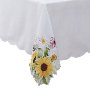 Threadmade Sunflower and Daisies Cutwork Tablecloth