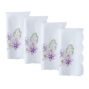 Threadmade Spring Hydrangea Floral Cutwork Napkins - Set of 4