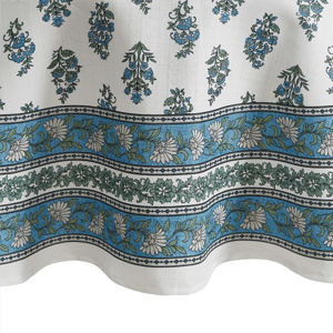 Threadmade Tropez Block Print Stain & Water Resistant Tablecloth