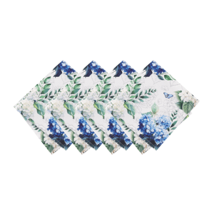Threadmade Hydrangea Bloom Floral Dinner Napkins - Set of 4