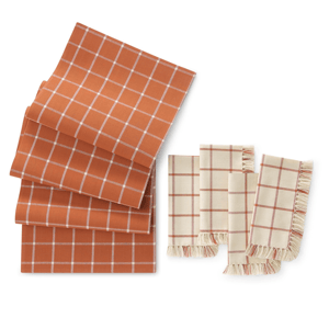 Threadmade Harvest Windowpane Table Runner & 4pc. Napkins Set