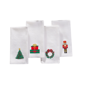 Threadmade Holiday Embroidered Cotton Napkins - Set of 4