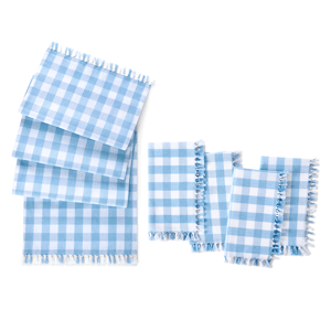 Threadmade Knotted Gingham Table Runner & Napkins - Set of 4