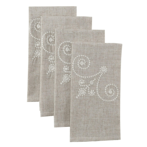 Lenox(R) French Perle Linen Embroidered Napkins - Set of 4