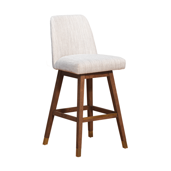 Armen Living Amelia 30in Beige Fabric Swivel Bar Height Bar Stool
