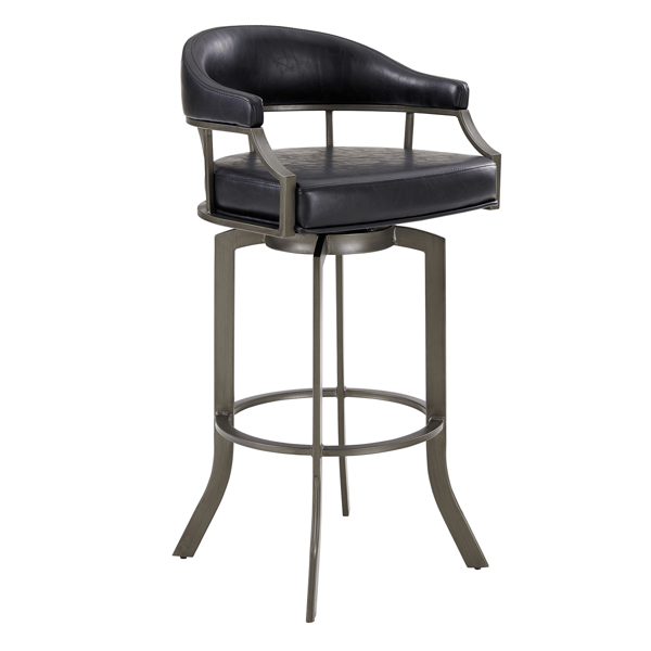 Armen Living Edy Swivel 26in Counter Height Faux Leather Barstool