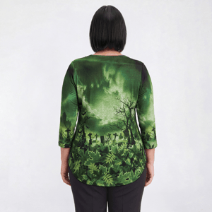 Plus Size OneWorld 3/4 Sleeve Stud Embellished Witch Tee alternate view